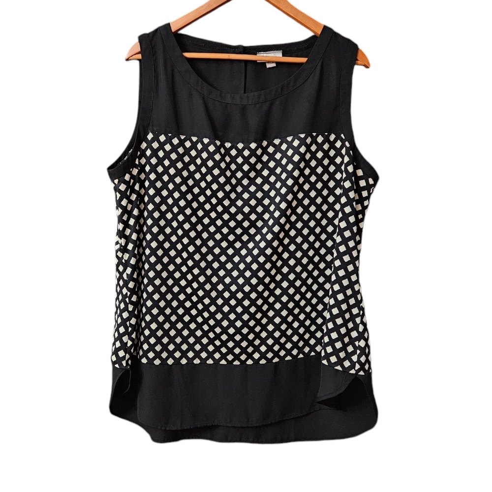 Roz & Ali Sleeveless Top Blouse Women's 2X Black Ivory